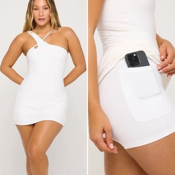 Spiritual Gangster Kaci Asymmetric Straps Active Dress White Size Large NWT - Picture 12 of 12